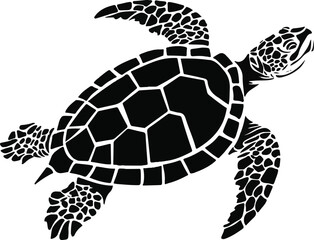 Obraz premium black vector tortoise silhouette in white background Ai Generated