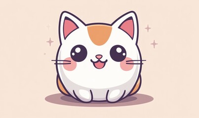 Cute cartoon cat with big eyes and a happy expression.