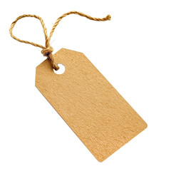 Blank price tag tied with string isolated on transparent  background, Blank tag tied with string. Price tag, gift tag, sale tag, address label isolated on the white background