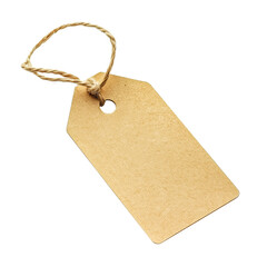 Blank price tag tied with string isolated on transparent  background, Blank price tag tied with string isolated on white background