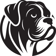 Boxer dog silhouette vector illustration. Black silhouettes of breeds of dogs.