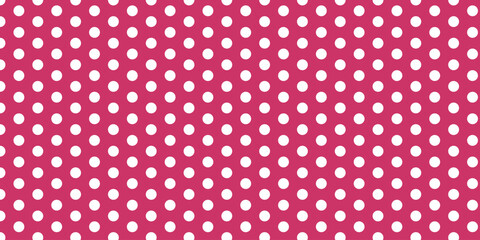 A vibrant cerise background covered with evenly spaced white polka dots. The contrast between the bold cerise and crisp white dots creates a playful, energetic pattern, perfect for lively designs.