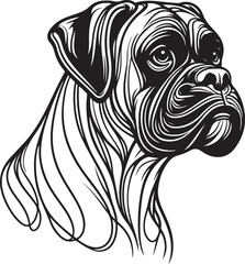 Line art Boxer dog Collections poses in freehand drawing vector illustration