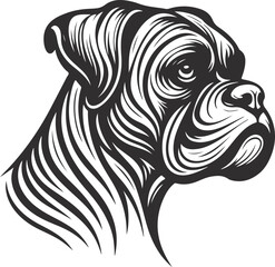 Line art Boxer dog Collections poses in freehand drawing vector illustration