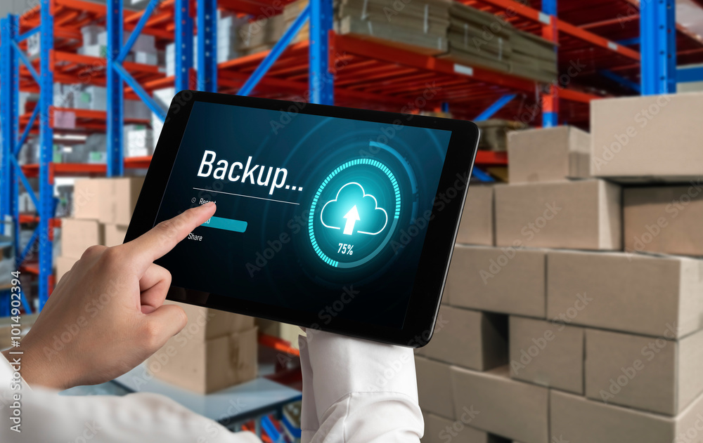 Poster backup storage data internet technology business concept. database storage cloud technology file dat