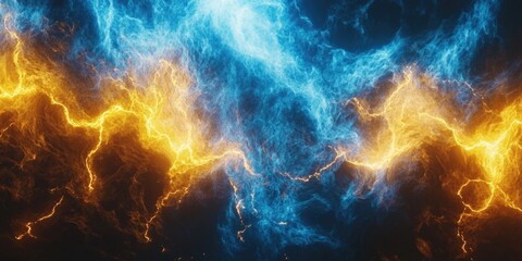 Blue and Yellow Fire Close Up