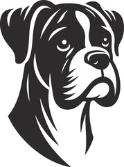 Boxer dog silhouette vector illustration. Black silhouettes of breeds of dogs.