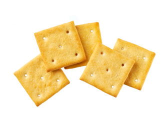 Crackers isolated. Square crackers isolated on white background , top view.