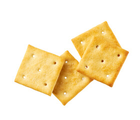 Crackers isolated. Square crackers isolated on white background , top view.