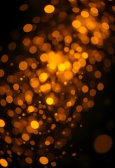 Obraz premium Abstract Golden Light Particles Floating in Darkness, Soft Stardust Effect