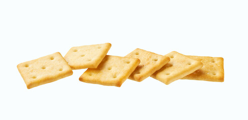 Crackers isolated. Square crackers isolated on white background.