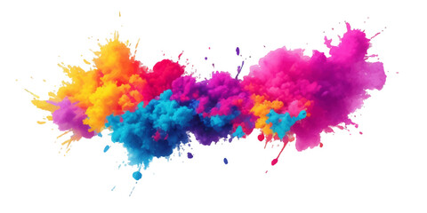 Bright colorful watercolor splash splatter stain brush strokes on white background. Modern vibrant aquarelle spot. Aquarelle explosion on white. Element. Vector watercolor illustration isolated design