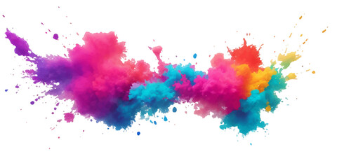 Bright colorful watercolor splash splatter stain brush strokes on white background. Modern vibrant aquarelle spot. Aquarelle explosion on white. Element. Vector watercolor illustration isolated design