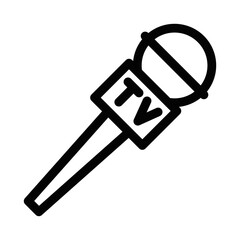 Black outlined microphone icon in a clean, minimalistic style. Vector illustration perfect for media and communication themes. Editable stroke.
