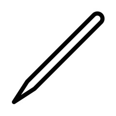 Black outline icon of a simple pencil. Represents writing, drawing, or creativity. Editable stroke.