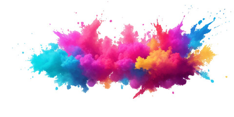 Bright colorful watercolor splash splatter stain brush strokes on white background. Modern vibrant aquarelle spot. Aquarelle explosion on white. Element. Vector watercolor illustration isolated design