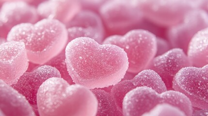 Obraz premium Pink gummy hearts, Valentine's Day candy background