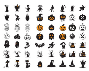 Obraz premium Set of Halloween Vector illustration - Halloween Clipart Design Sublimation 