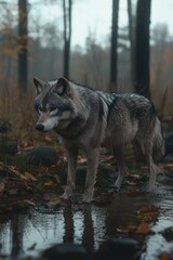 Fototapeta premium Wolf in puddle