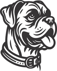 Boxer dog silhouette vector illustration. Black silhouettes of breeds of dogs.