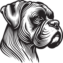 Line art Boxer dog Collections poses in freehand drawing vector illustration