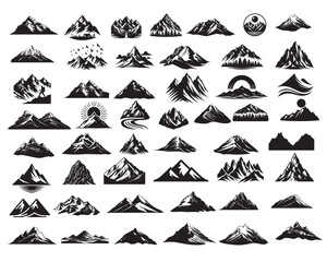 Naklejka premium Mountains Design Collection, Mountains ClipArt Vector illustration 