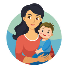 mother holding baby white background.