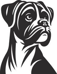 Boxer dog silhouette vector illustration. Black silhouettes of breeds of dogs.