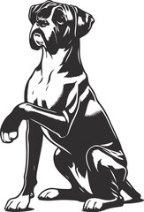 Obraz premium Boxer dog silhouette vector illustration Black silhouettes of breeds of dogs.