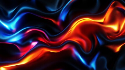 Obraz premium Neon Lights on Black Silk Satin Background. AI generated illustration