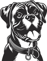 Boxer dog silhouette vector illustration Black silhouettes of breeds of dogs.