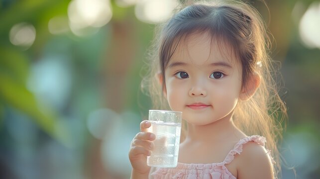 Innocent Elixir: Little Girl Embracing Hydration 