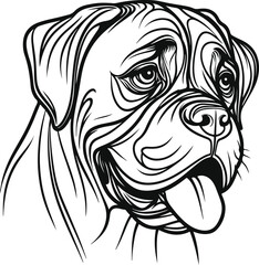 Line art Boxer dog Collections poses in freehand drawing vector illustration