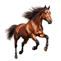 Obraz premium A wild horse galloping, detailed mane and muscular build, photorealistic style, isolated on white background
