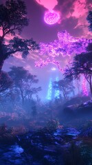 Obraz premium Neon road leading to futuristic city