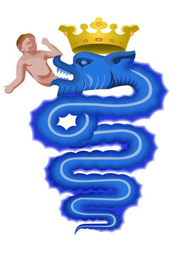 Vector image of the historic symbol of the Visconti family, also called Biscione
