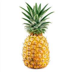 Fototapeta premium A whole pineapple with spiky green leaves, detailed texture and color, isolated on white background