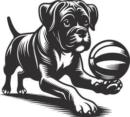 black and white illustration of a dog