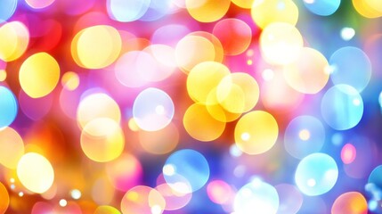 Vibrant and Colorful Bokeh Lights Abstract Background