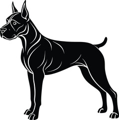 Boxer dog silhouette vector illustration Black silhouettes of breeds of dogs.