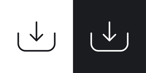 Download button icon vecor set. thin line style