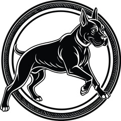 Boxer dog silhouette vector illustration Black silhouettes of breeds of dogs.