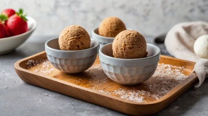 chocolate ice cream balls for kids. ice cream parlor