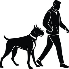 silhouette of a person with dog