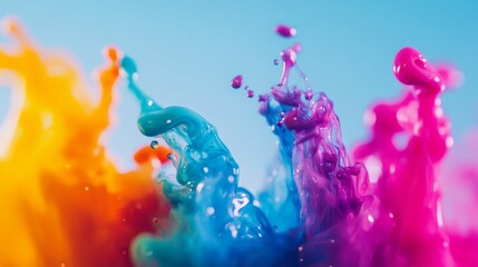 Fototapeta premium Vibrant Ink Explosion: Bursts of Color and Movement