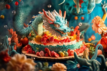 Obraz premium Candy dragon in a sweet sea