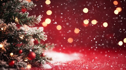 Christmas Background with Xmas Tree and Sparkling Holiday Lights