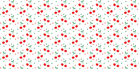 Cute cherry pattern with white background