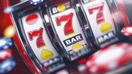 Glowing Online Casino Jackpot - 3D Rendered Slot Machine Backdrop for Gambling Websites and Promotions
