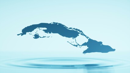 水面に浮かぶキューバ共和国の地図